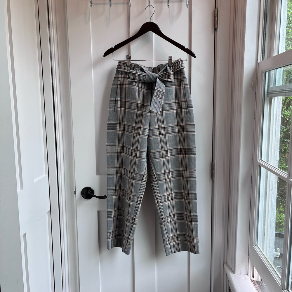 Wilfred High Waisted Plaid Work Pants with Belt Detail Size 6 Excellent Shape